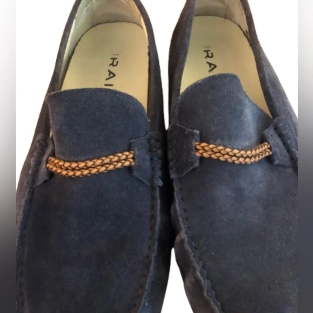 The Rail mens blu suede driving mocc loafers w braided leather detail US SZ 10